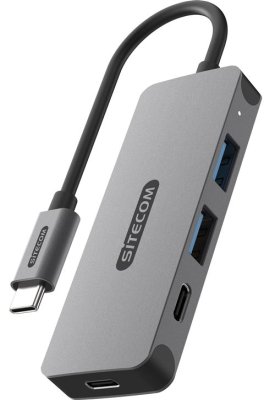 Sitecom USB-C naar USB-A/USB-C Hub - Grijs
