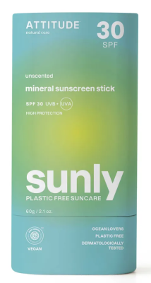 Attitude Sunly Parfumvrij Sunscreen Stick - SPF30 - 60 g