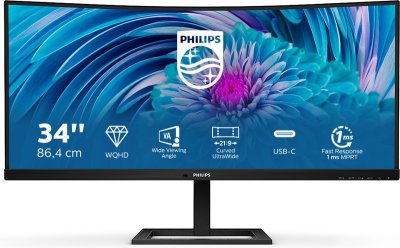 Philips E-Line Wide Curved Monitor 346E2CUAE/00 - Zwart - 34"