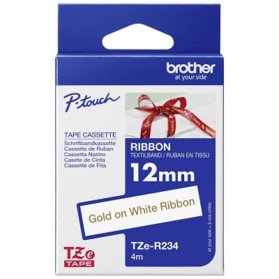 Brother Labeltape TZe-R234 - Goud / Wit - 12 mm x 4 m - Textiellint