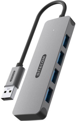 Sitecom USB-A naar 4x USB-A Hub - Grijs