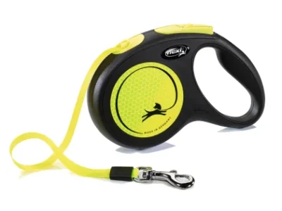 Flexi New Neon Rollijn Lint - Zwart / Geel - M - 5 meter