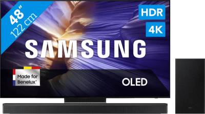 Samsung OLED S90F (2025) - 48" + Samsung HW-B750F Zwart