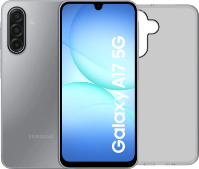 Samsung Galaxy A17 - Grijs - 128 GB - 5G + BlueBuilt Back Cover Transparant