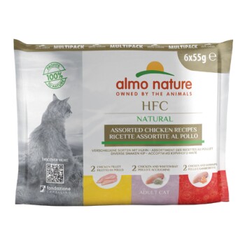 Almo Nature HFC Cats Multipack Natural - Kip - 55 g - 6 stuks