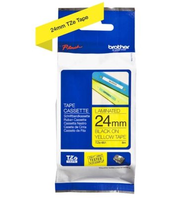 Brother Labeltape TZe-651 - Zwart / Geel