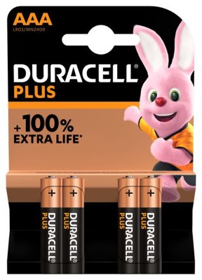 Duracell Plus Batterij LR03 - Zwart - AAA - 4 stuks