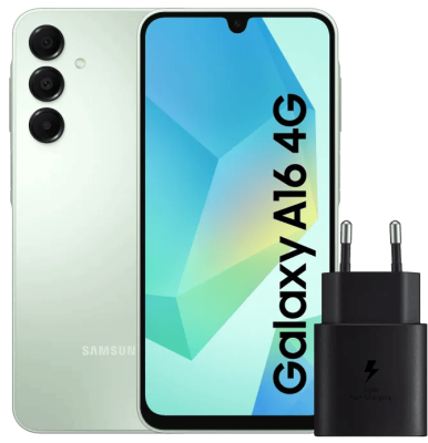 Samsung Galaxy A16 - Groen - 128 GB - 4G + Samsung Oplader 25W Zwart