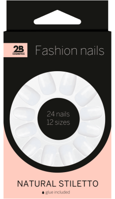 2B Fashion Nails Natural Stiletto - 24 stuks