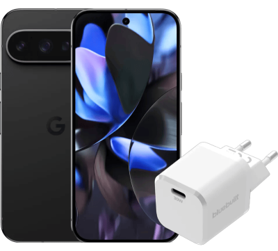 Google Pixel 9 Pro - Zwart - 128 GB - 5 G + BlueBuilt Oplader 30W Wit